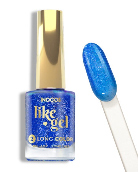 VERNIZ LIKE GEL INOCOS 150 AZUL GLITTER JAZZ, 11ML